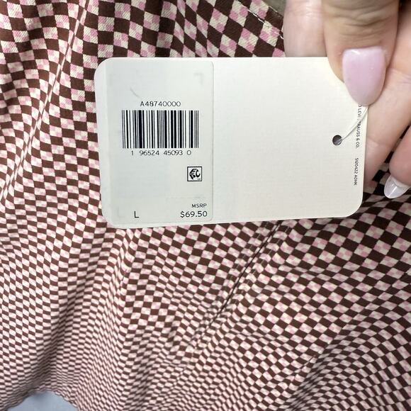 Levi's Womens Mini Dress Square Neck Cotton Pink Checkered Casual Size L - Picture 10 of 13